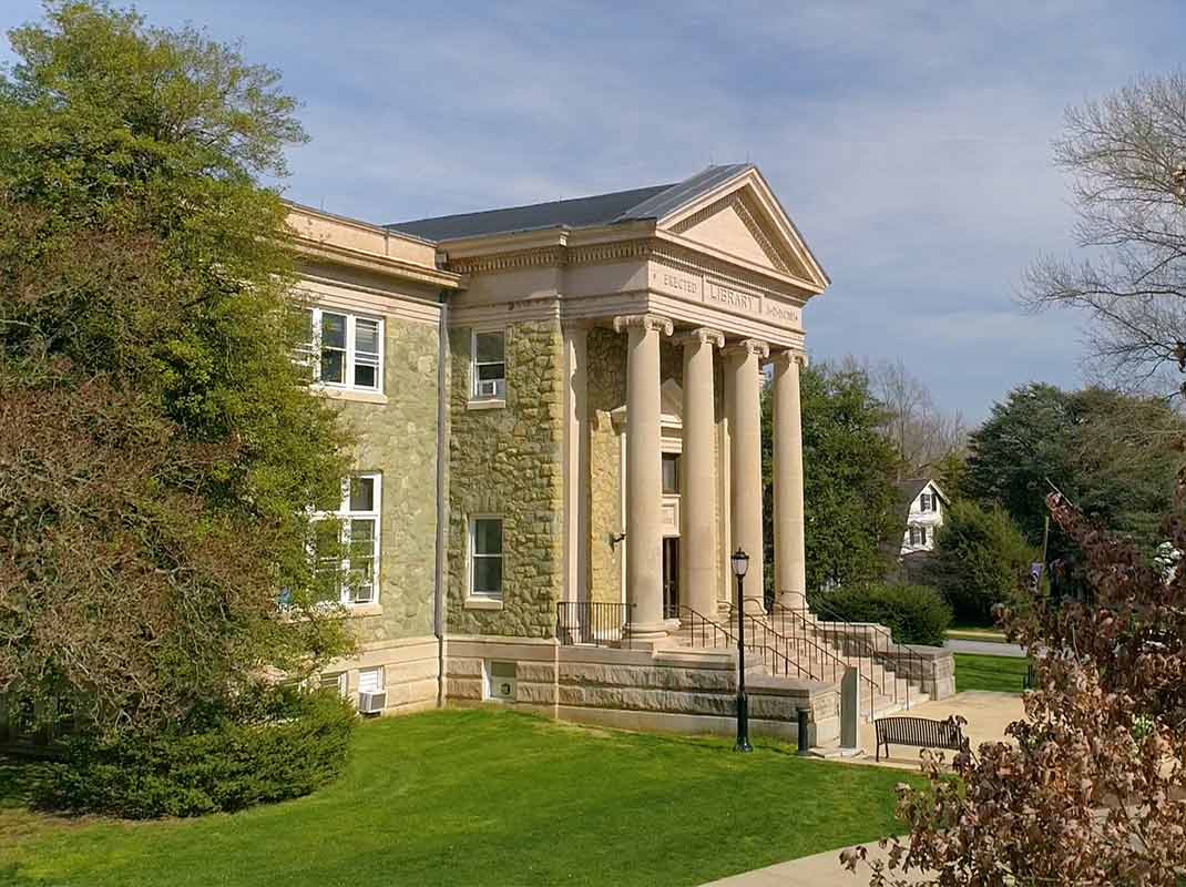 drone shot of the old library