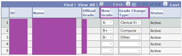 Submit Change to Grade