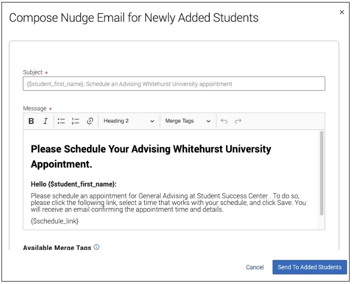 Adding and Removing Student Names on a Navigate Appointment Campaign 3