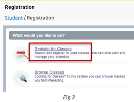 Register for classesbutton - screenshot