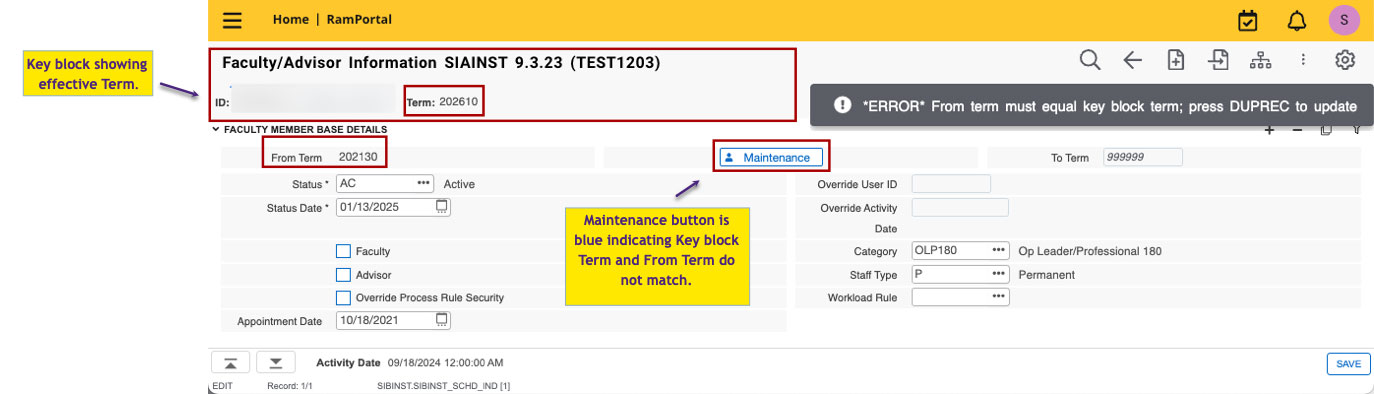 Fig. 4 - SIANST information box screenshot