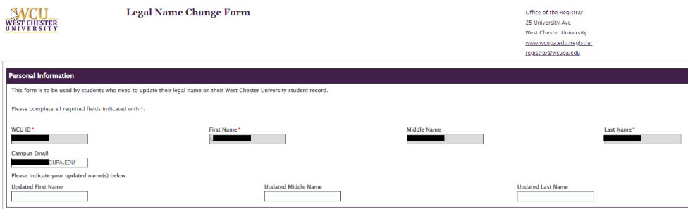 Legal name change form