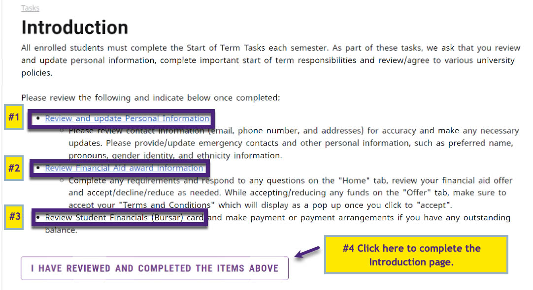 Introduction page in the Start of Tern Tasks