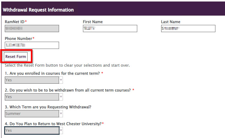 Withdrawal request info