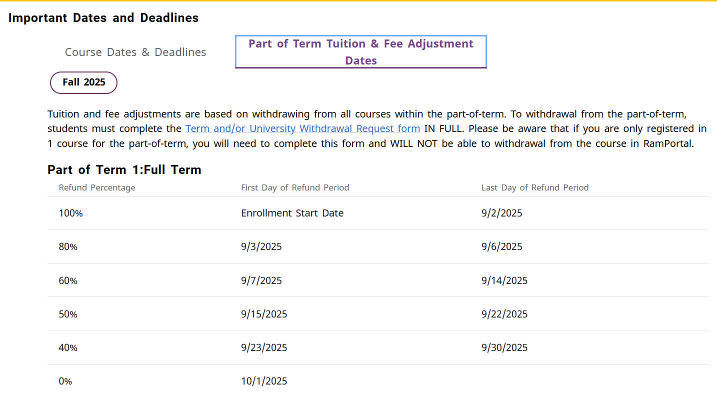 Tuition and fee adjustment