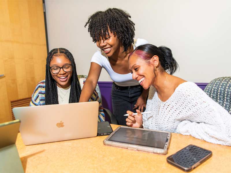 First-Gen Rams board members (L-R) Aaliyah Wood, secretary, Salea Lawson president, and Briza Zavala, media chair.