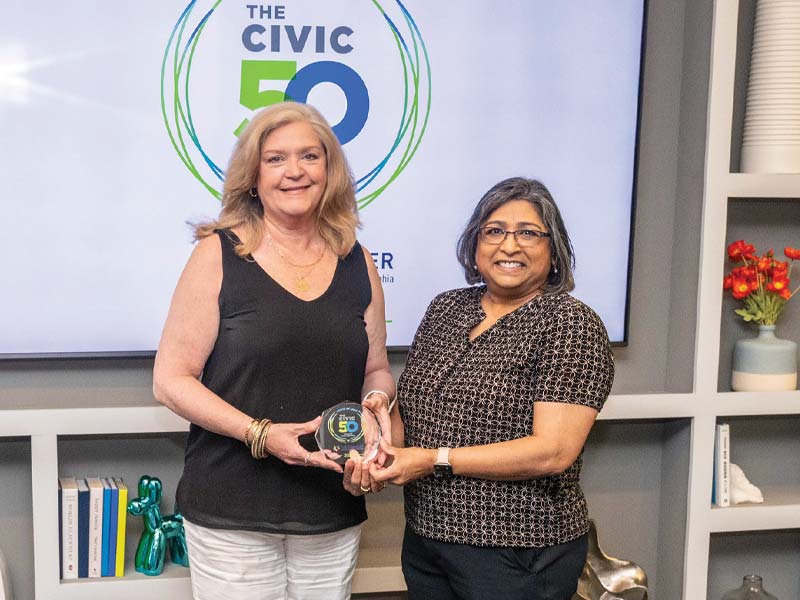 (L-R) Helen Hammerschmidt, associate vice president for communication, operations, and strategy, WCU Provost’s Office, and Dr. Rita Patel Eng, senior director, WCU Center for Civic Engagement & Social Impact