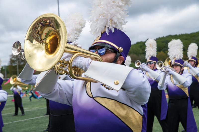 A marching band trumpet player