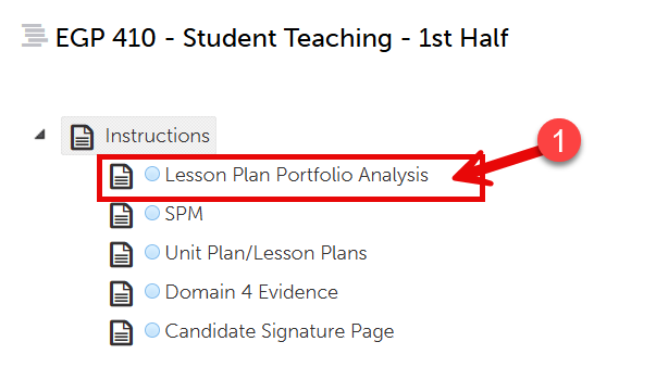 lesson plan portfolio analysis link
