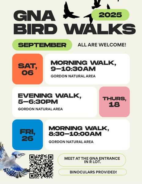 September's Bird Walk schedule