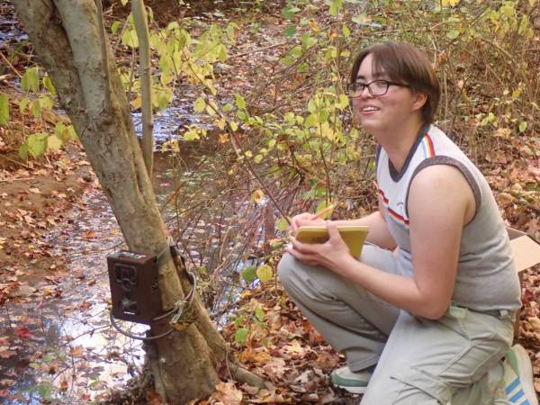 GNA Student Intern Noah Barajas working with one of the Gordon's wildlife cameras