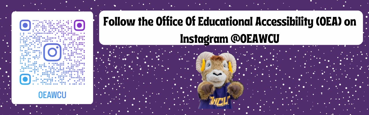 Follow the Office Of Educational Accessibility (OEA) on Instagram @OEAWCU