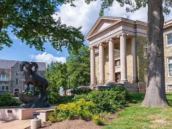 WCU Old Library and Ram Statue